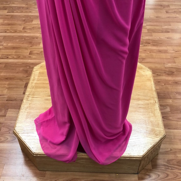 Azla (hot pink) one shoulder full length dress - Picture 3 of 7